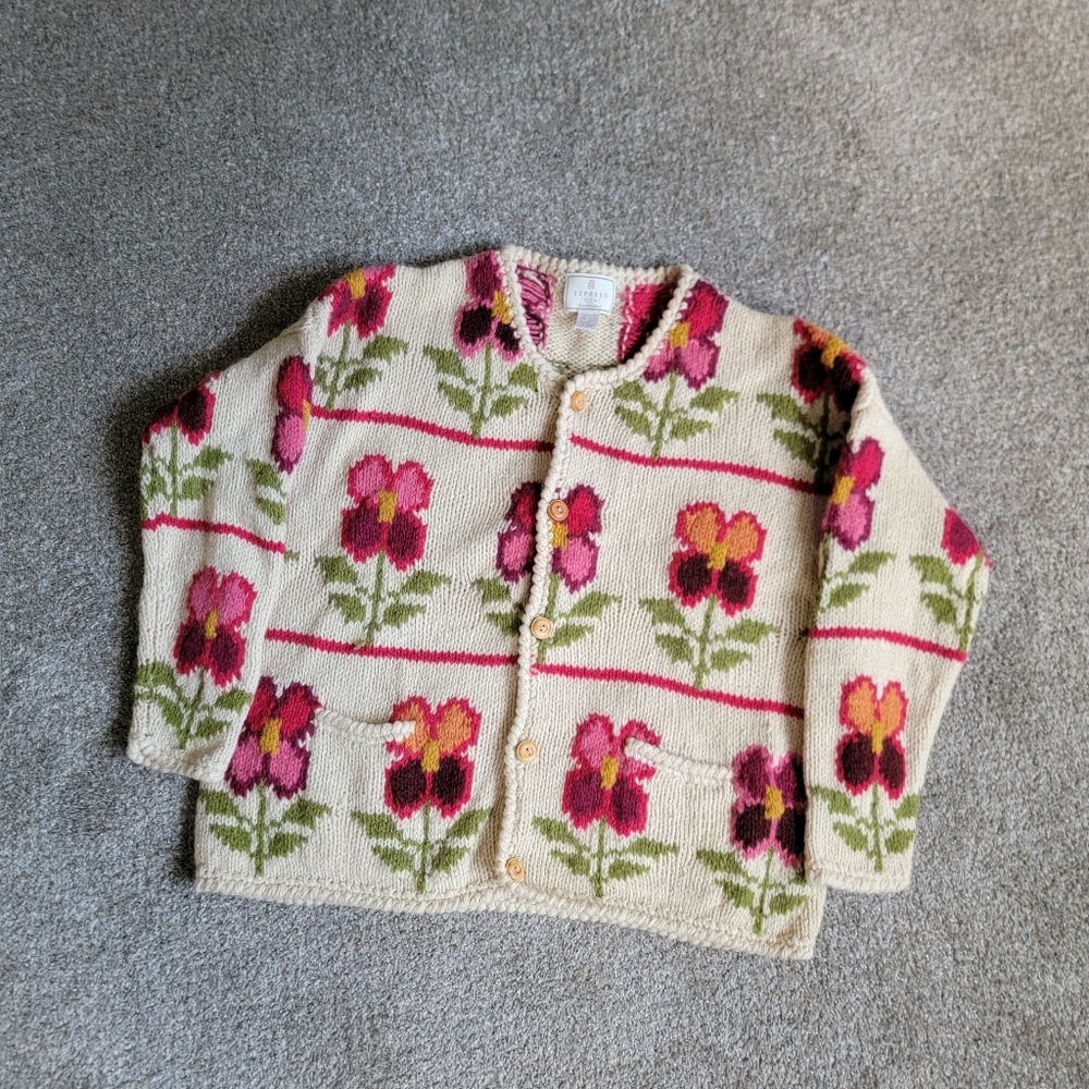 Vintage Express Tricot Floral Cardigan